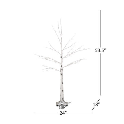 Berwick 4-Foot Pre-Lit 48 White LED Artificial Twig Birch Tree, White