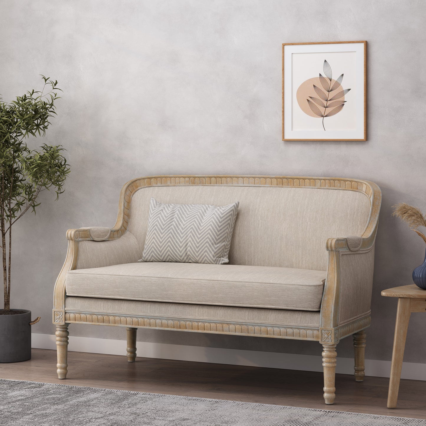 Alton French Country Fabric Upholstered Loveseat