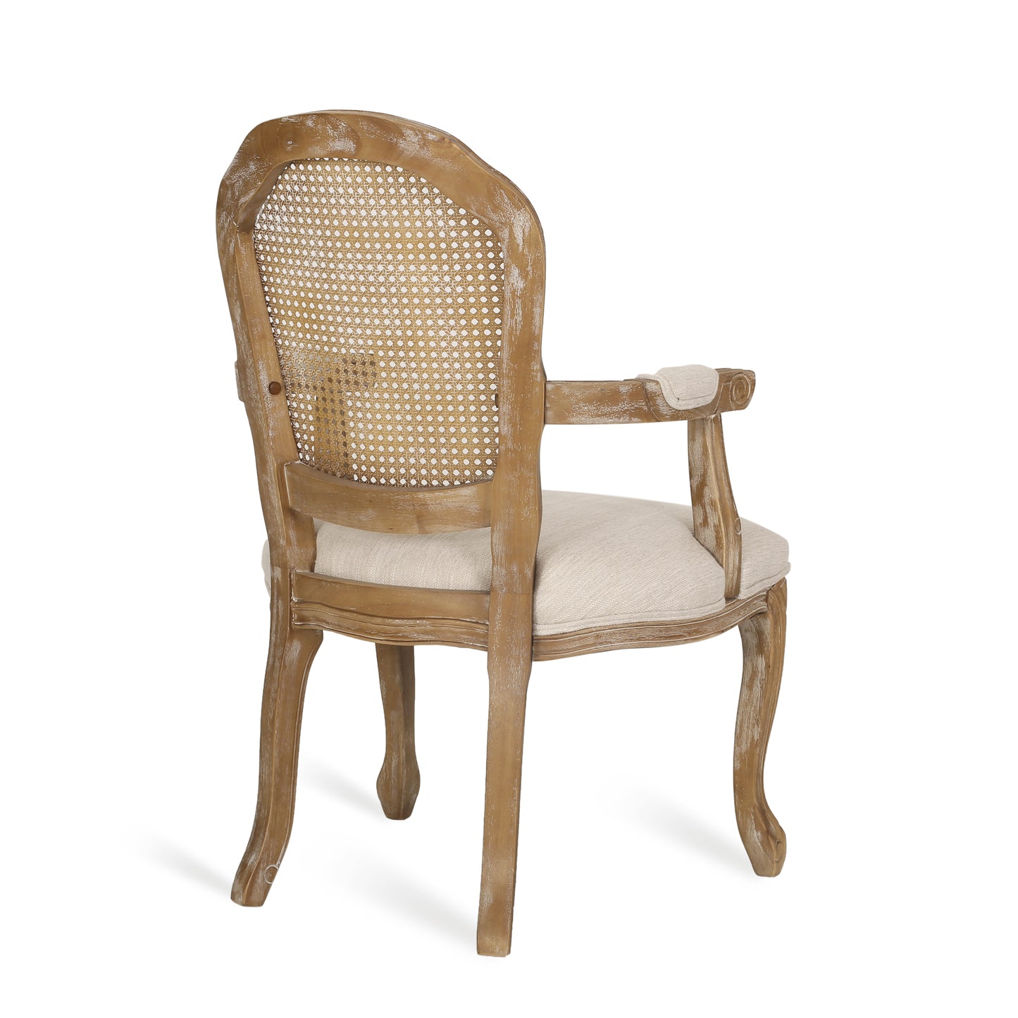 Mariette French Country Wood and Cane Upholstered Dining Chair, Set of 4