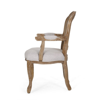 Mariette French Country Wood and Cane Upholstered Dining Chair, Set of 4