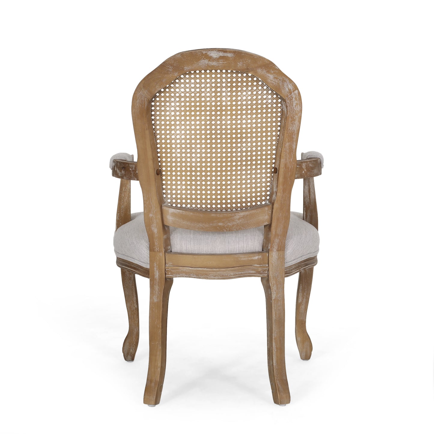 Mariette French Country Wood and Cane Upholstered Dining Chair, Set of 6