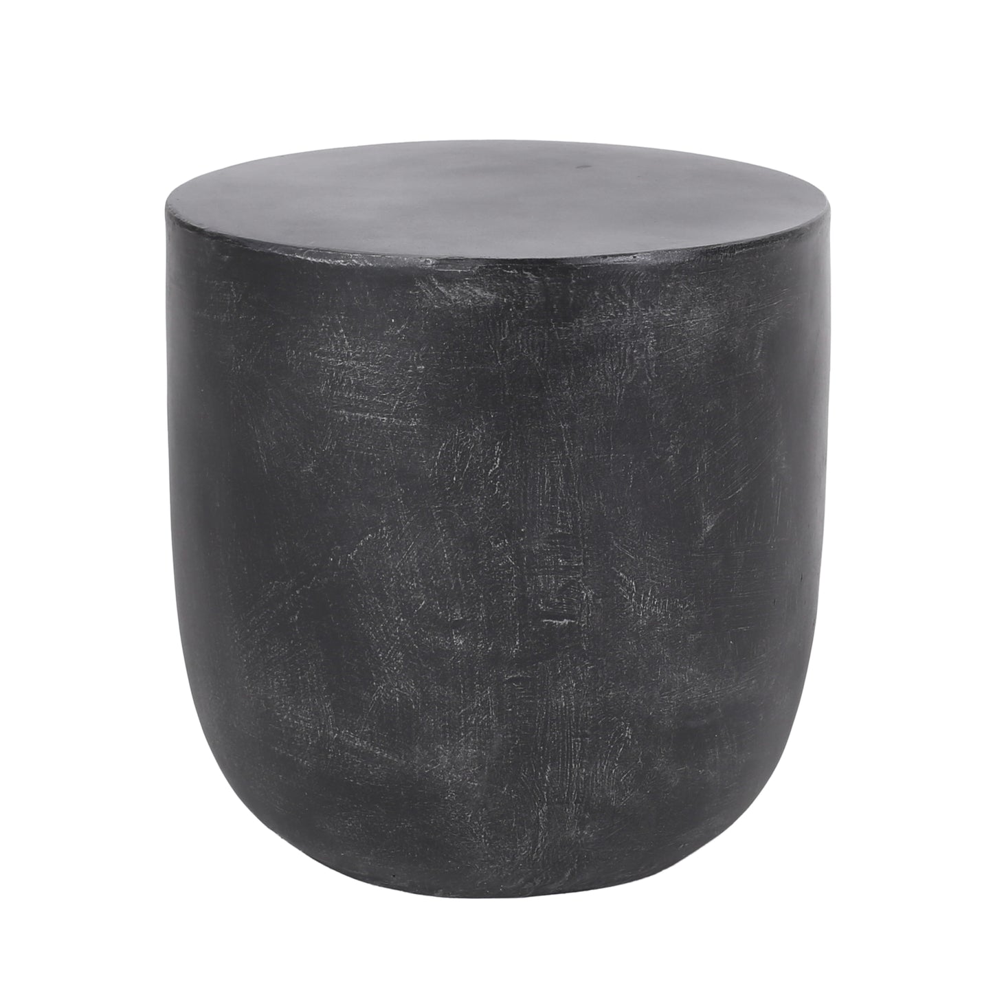 Akin Outdoor Lightweight Concrete Side Table, Matte Black