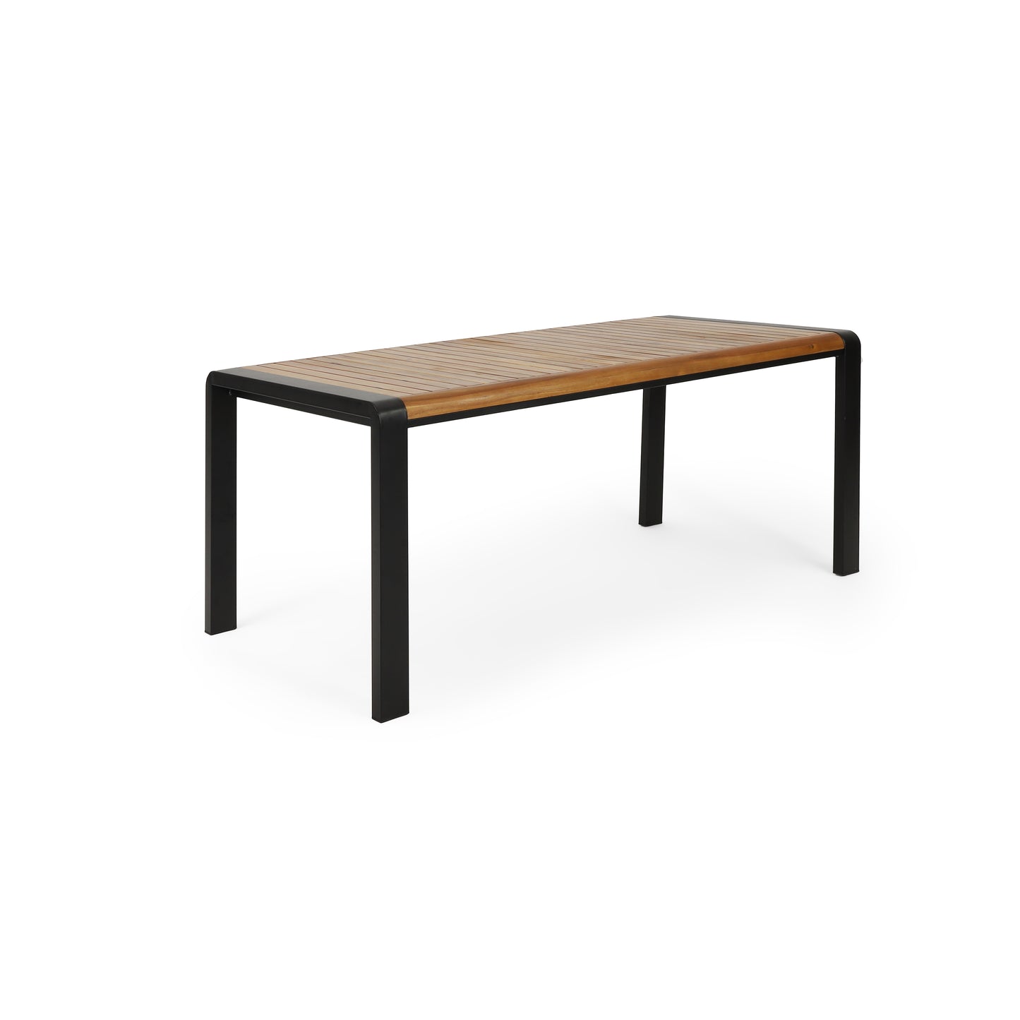 Roseland Outdoor Acacia Wood Dining Table, Teak and Black