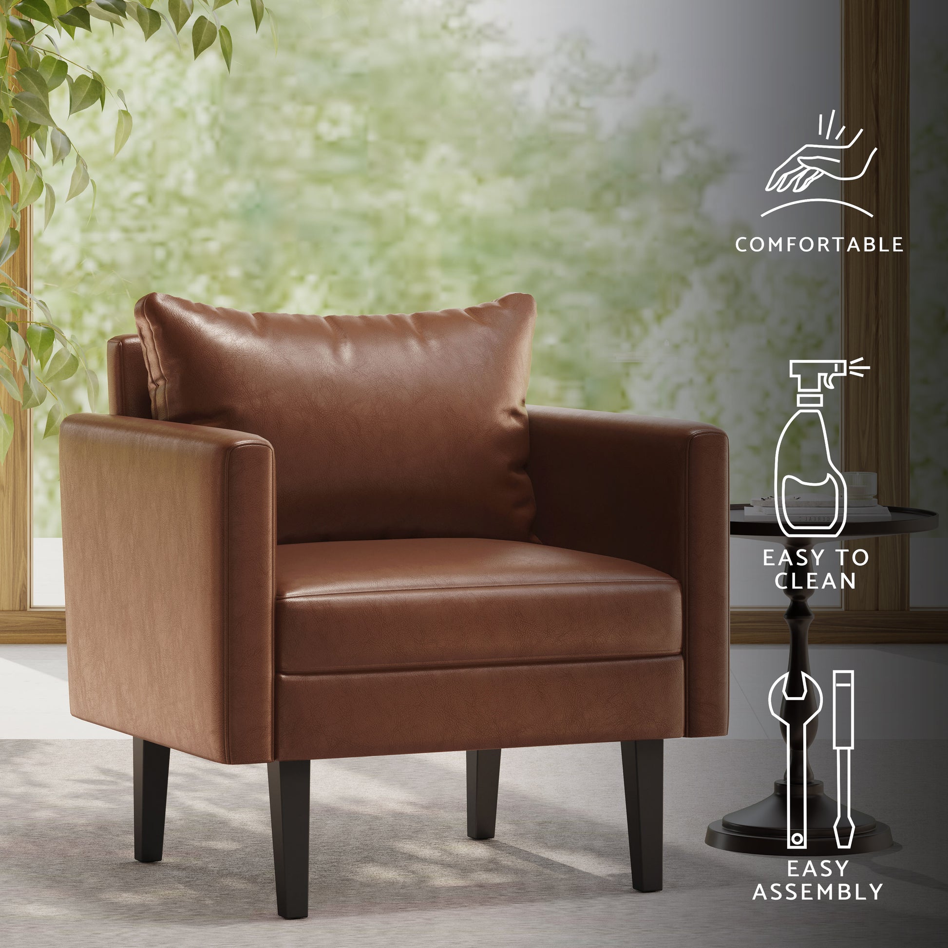 Dowd Mid Century Modern Faux Leather Club Chair – GDFStudio