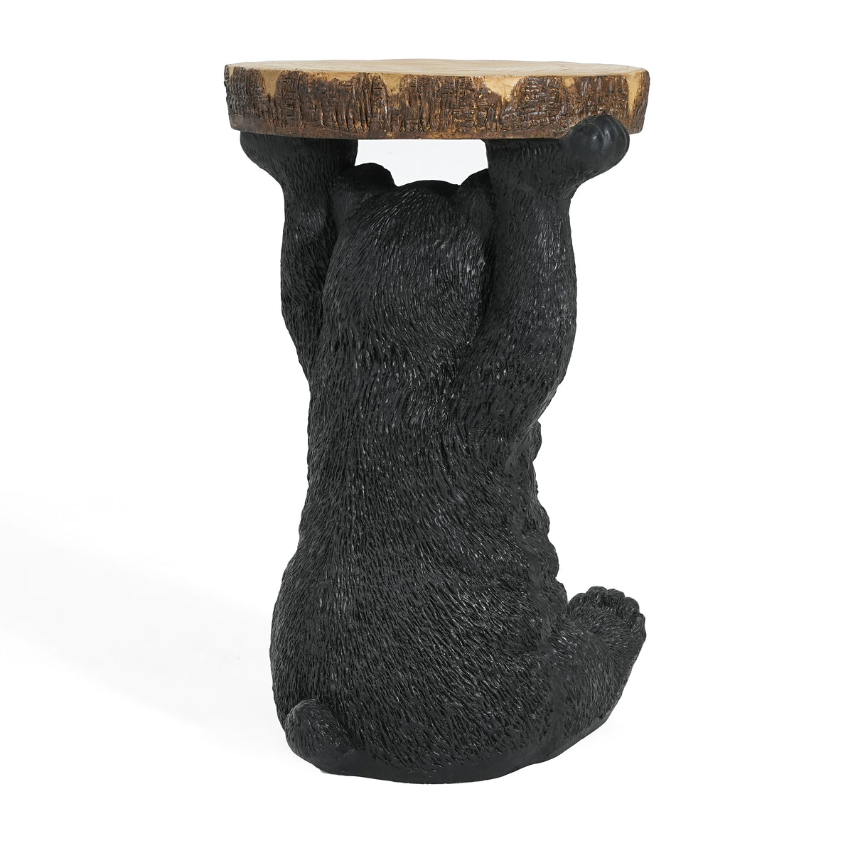 Propinquity Blitz Bear Outdoor Side Table, MGO Bear Statue with Display Tabletop, Hand Painted Sculpture, Cute Small End Table for Indoor/Outdoor, No Assembly Required, Black + Brown