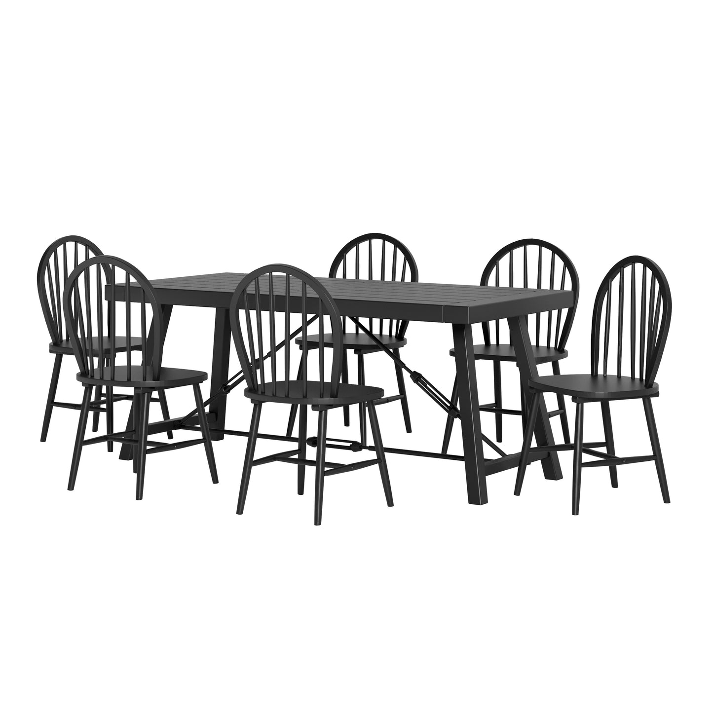 Southview Contemporary Iron and Wood 7 Piece Dining Table, Black
