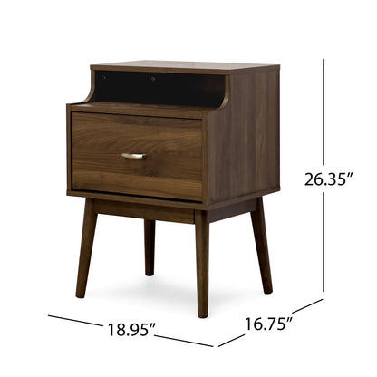 Wilbur Mid Century Wooden 3 Piece 3 Drawer Dresser and Nightstand Bedroom Set