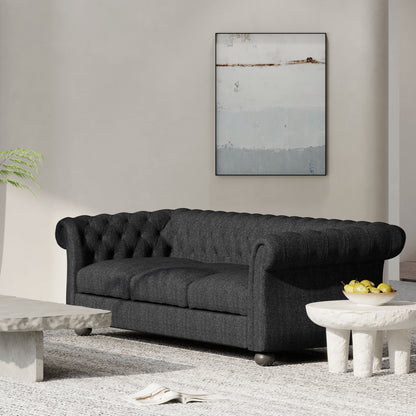 Nystrom Chesterfield Fabric Tufted 3 Seater Sofa