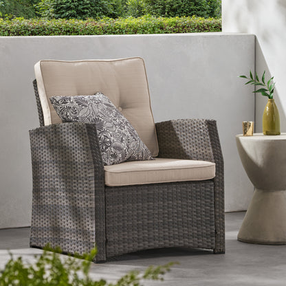 Nikki Outdoor Wicker Club Chair with Cushions