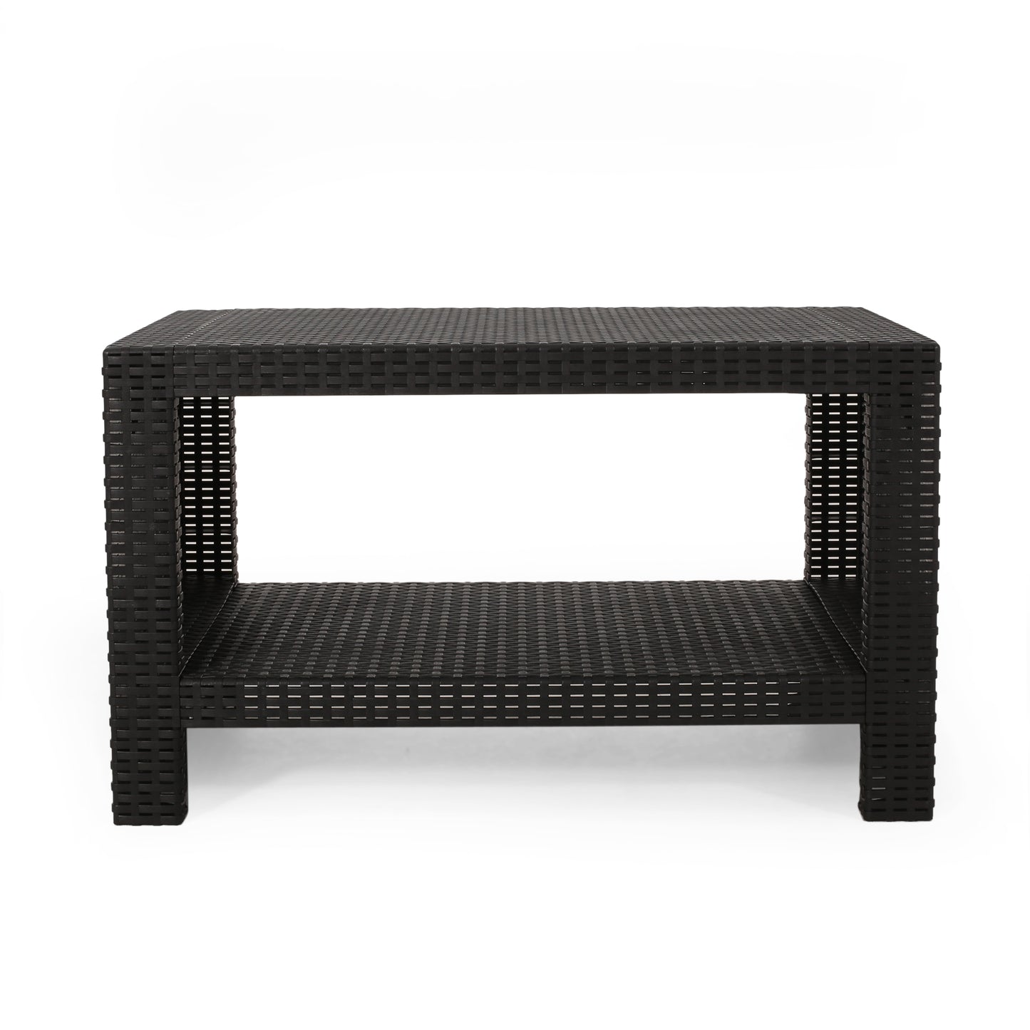 Kyara Outdoor Wicker Coffee Table, Black