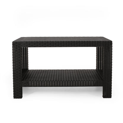 Kyara Outdoor Wicker Coffee Table, Black