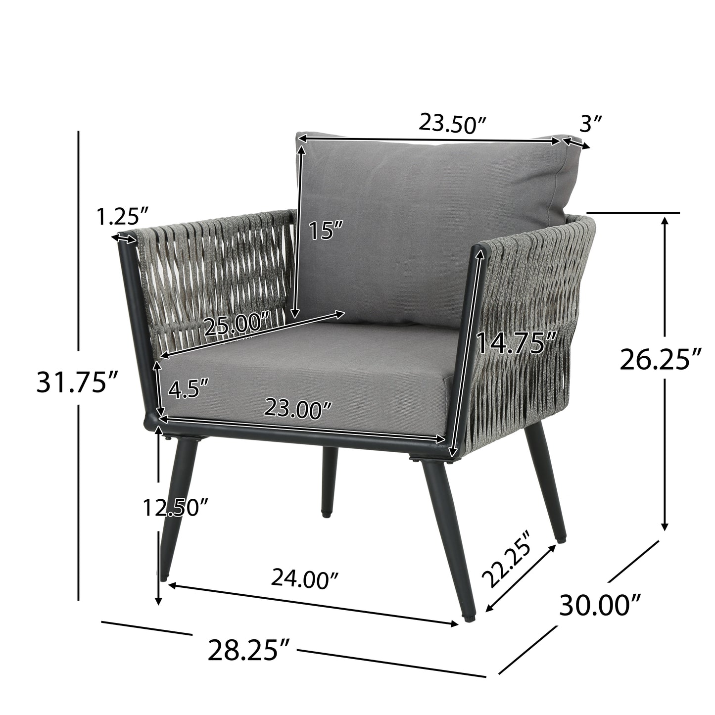 Shipley Outdoor Wicker and Aluminum Club Chair