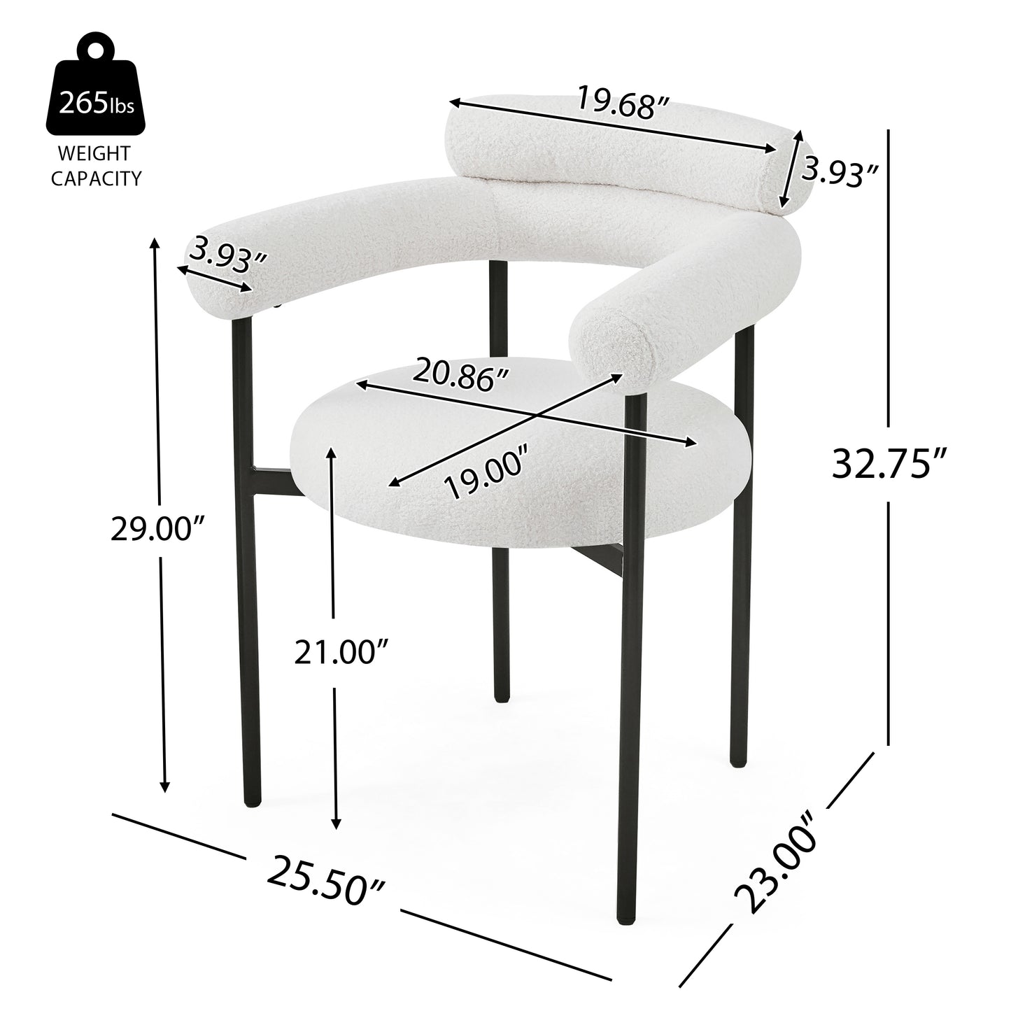 Jornic Modern Arm Upholstered Dining Chair