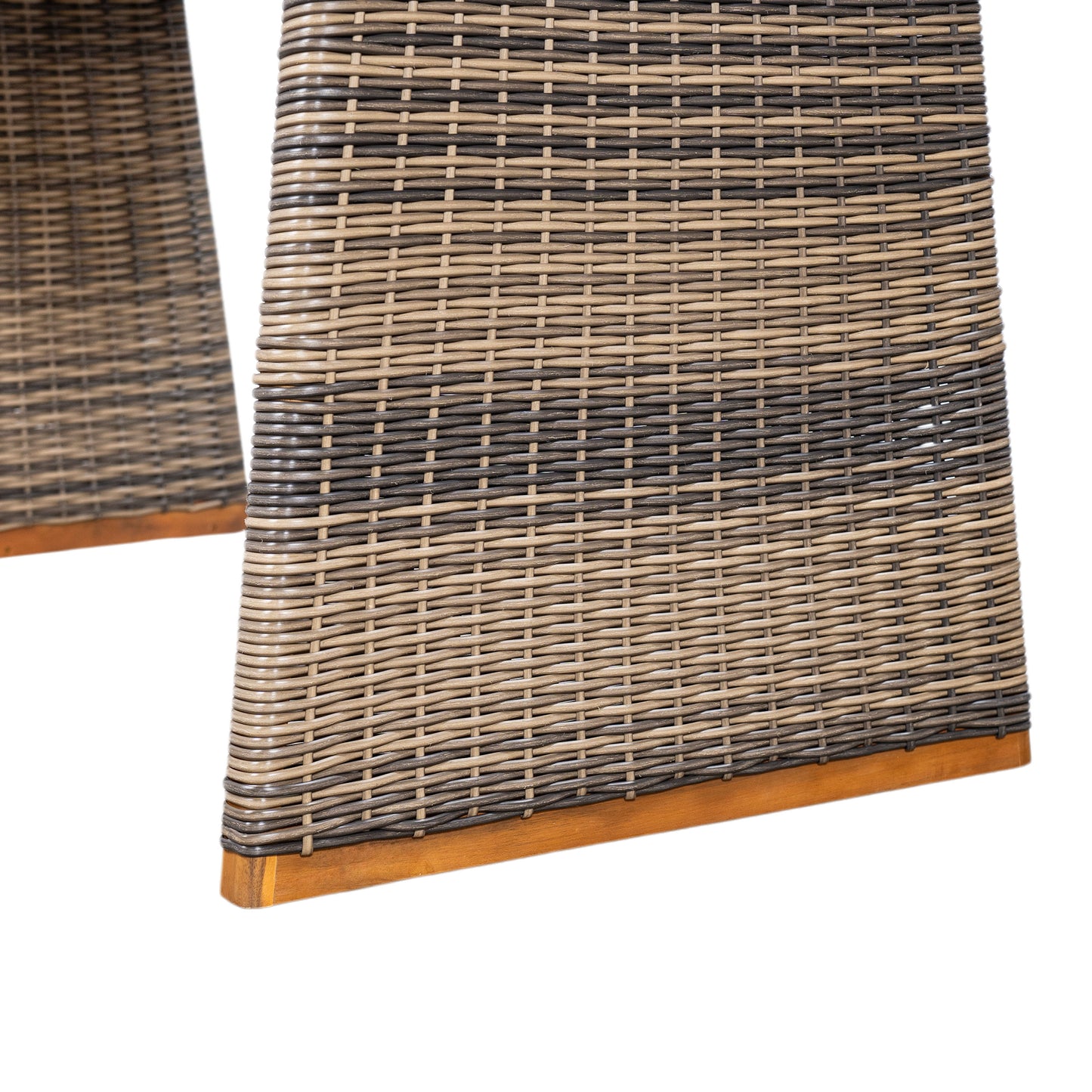 Vireor Outdoor Acacia Wood Dining Table,Slatted Tabletop and Handwoven Rattan Legs