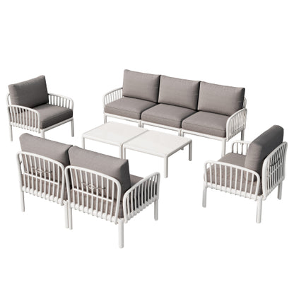 Felloras Modern Outdoor Patio Sectional Furniture Set with Two Square Coffee Table, Cushion