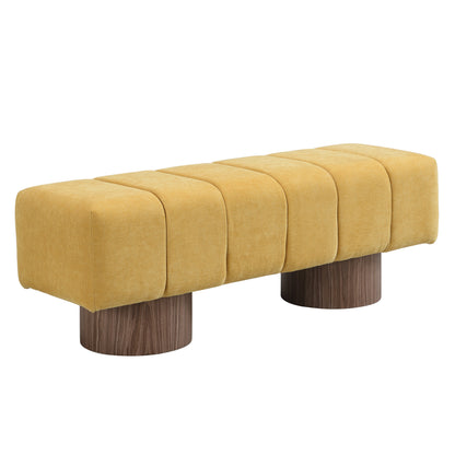 Sylithar Chenille Fabric Upholstered Dining Bench, End of Bed Entryway Bench Ottoman