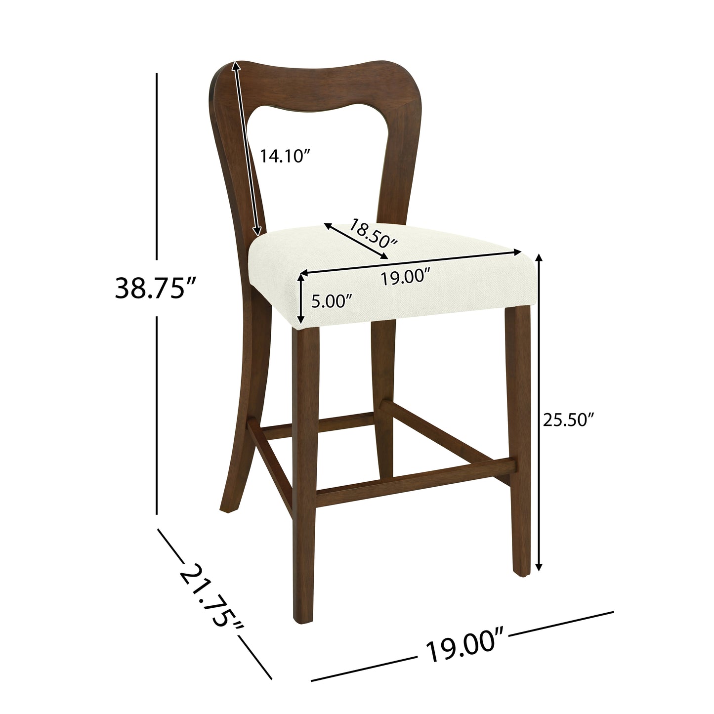 VintParlor 25.5 in. Modern Upholstered Counter Stools,Set of 2