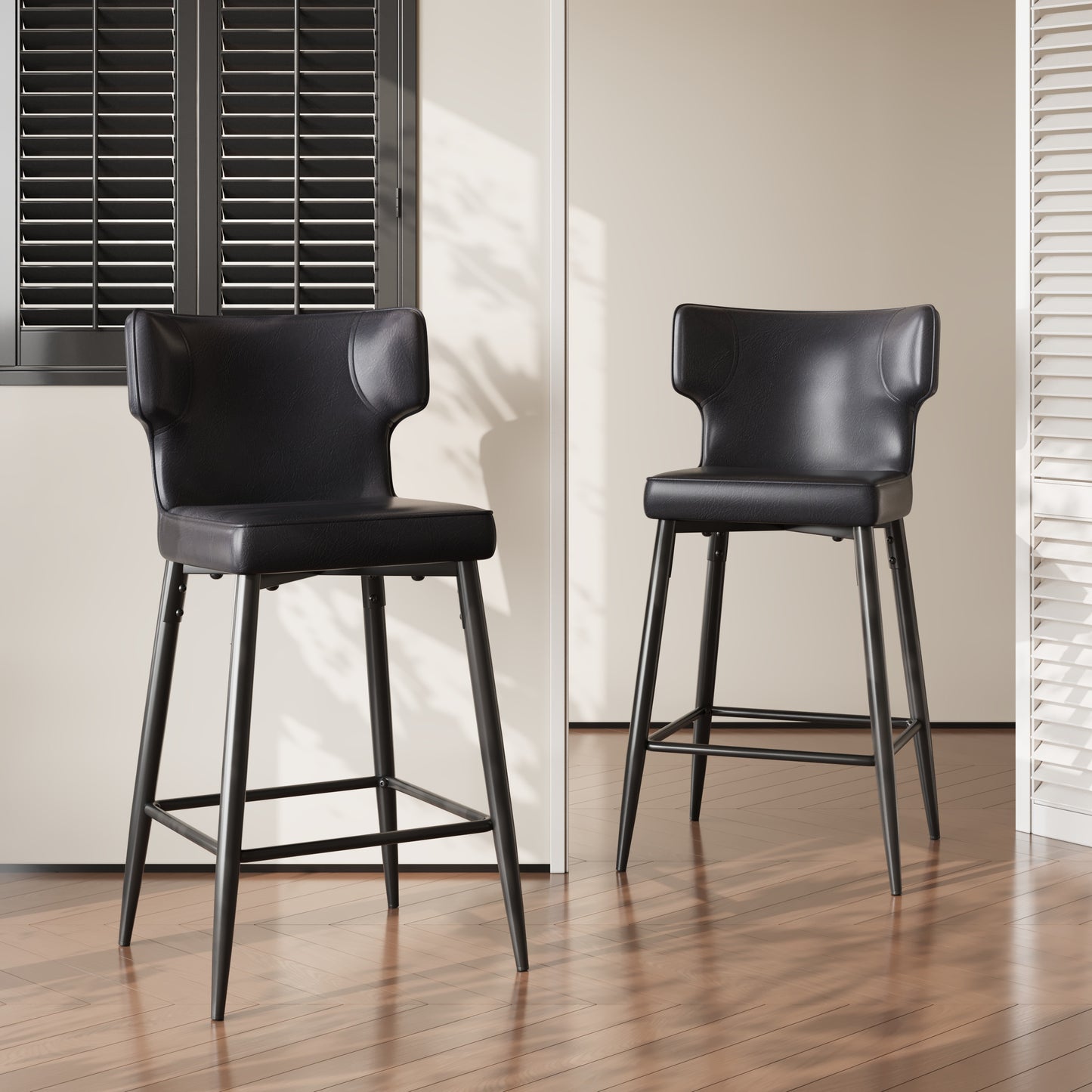 Kilburn Modern Upholstered Cushioned PU Leather Counter Stool with Footrest