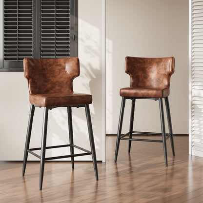 Kilburn Modern Upholstered Cushioned PU Leather Counter Stool with Footrest