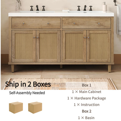 Silas 60 Inch Bathroom Vanity with Double Sink ( SMC Sink ), Large Storage Space