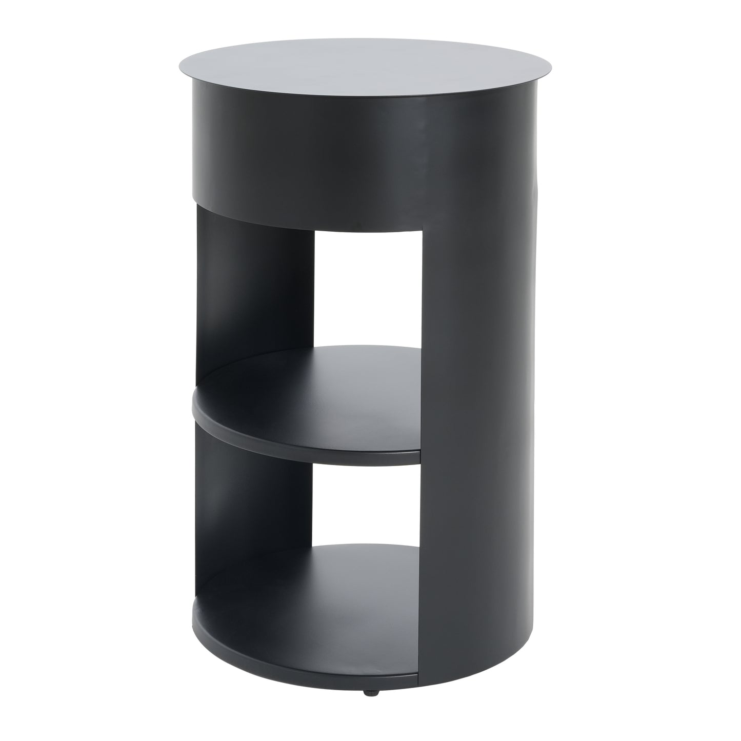 Somatilae Indoor 3-Tier Metal Round Side Table with Sliding Door Cabinet