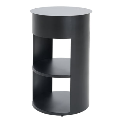 Somatilae Indoor 3-Tier Metal Round Side Table with Sliding Door Cabinet