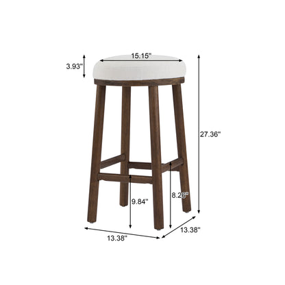 Nierbo Natural Rubber Wood & Fabric Bar Stool,Set of 2
