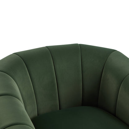 Lithe Monroe Velvet Swivel Club Chair,Armchair with 360-Degree Rotation,Upholstered Barrel Swivel Sofa Chair for Living Room/Bedroom,Tufted Back,Thick Cushion, Iron Base, Olive Green