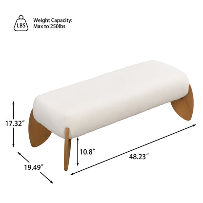 Aicedis Stylish Long White Bouclé Ottoman Perfect Blend of Form and Function