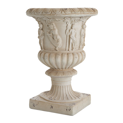 Caldrithar MGO Garden Artistic relief Urn, Antique White, 27'' H