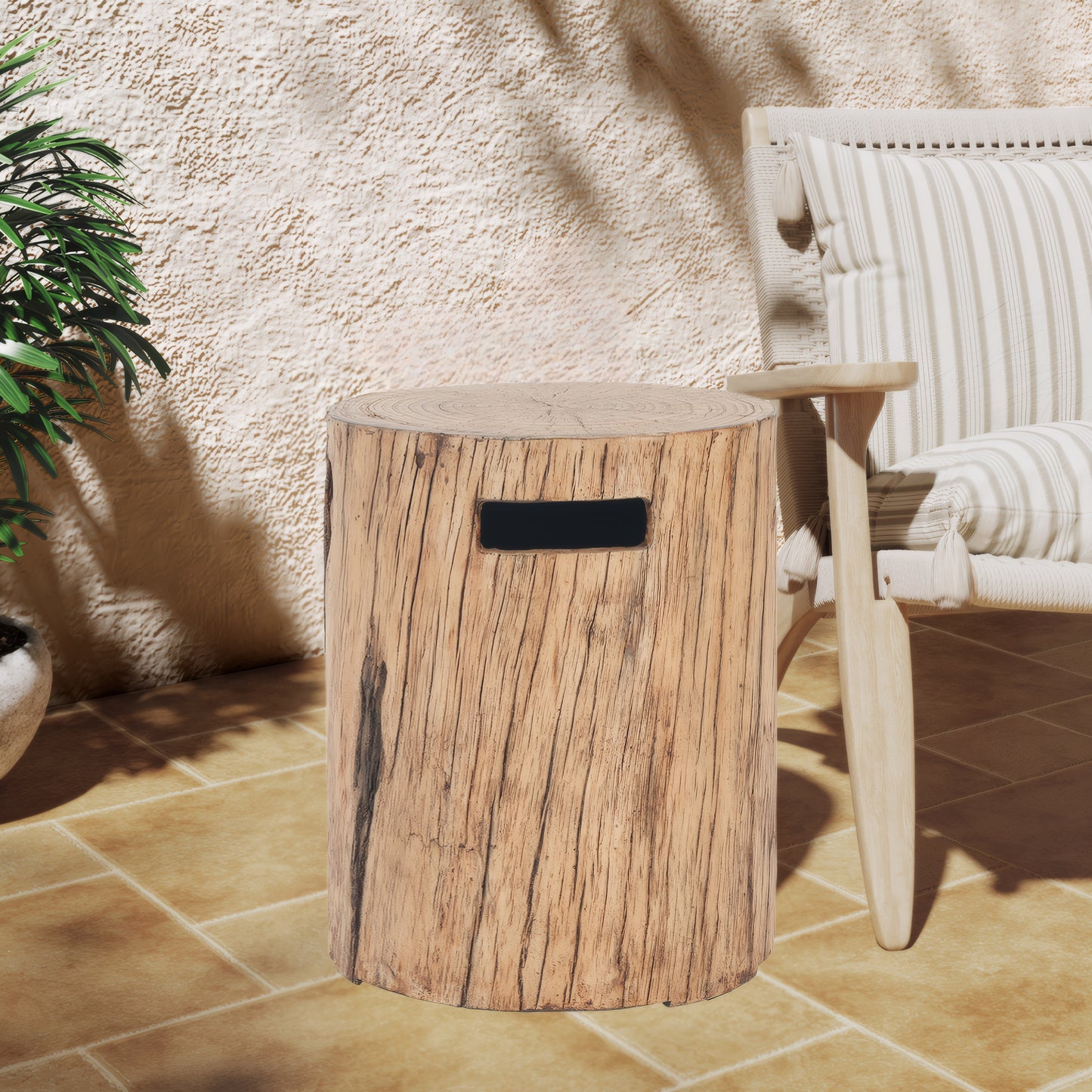 Morvyn Outdoor Fire Pit & Side Table Set – 30, 000BTU Propane Fire Pit + 16x20" Tank Holder,Brown