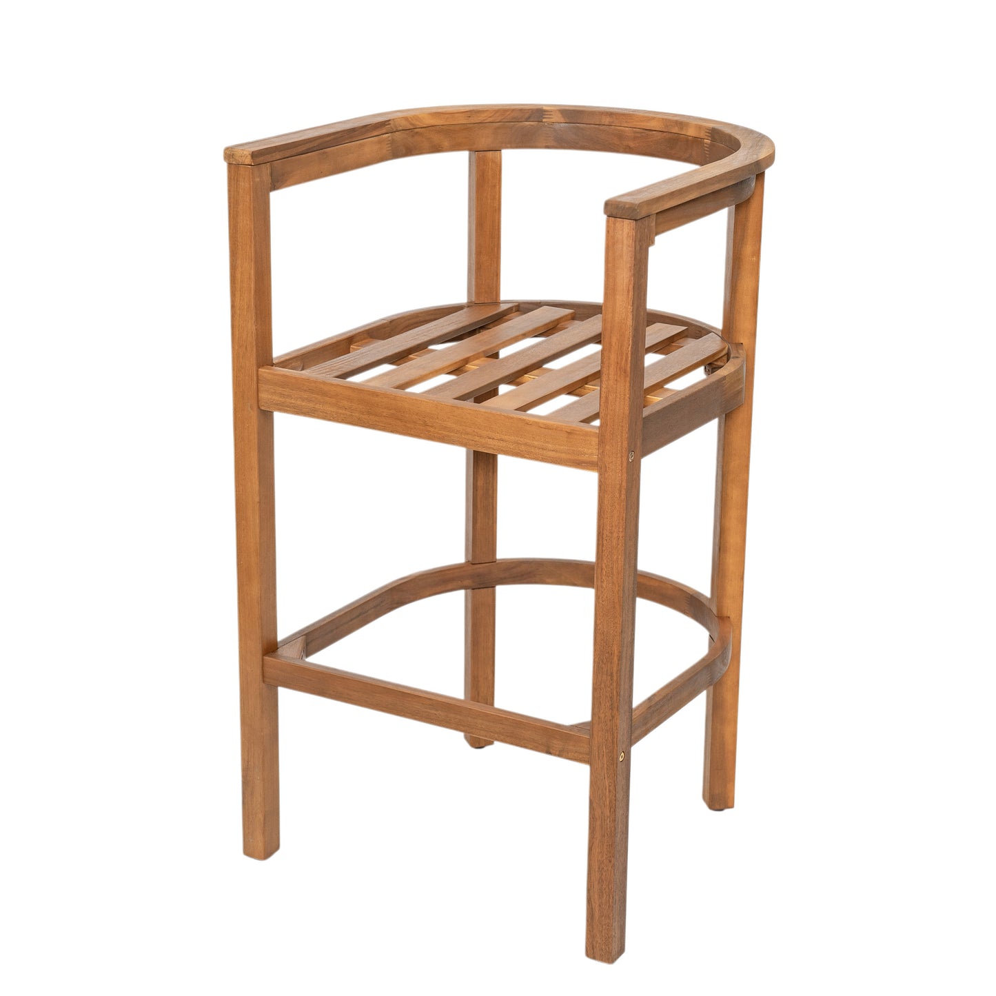 Abacoa Outdoor Barstool,Acacia Wood Finish with Beige Cushion, Set of 2