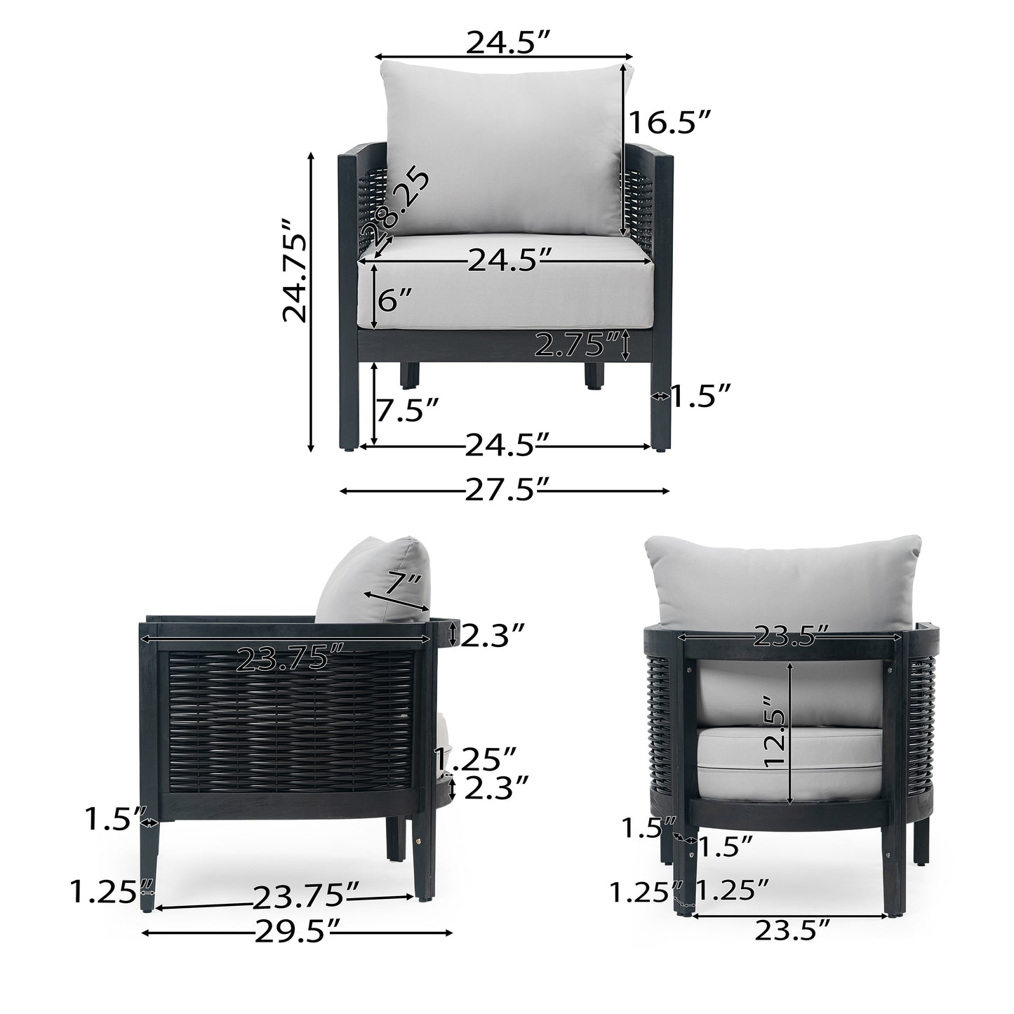 Numbus Outdoor Acacia Wood and Wicker 4 Seater Chat Set