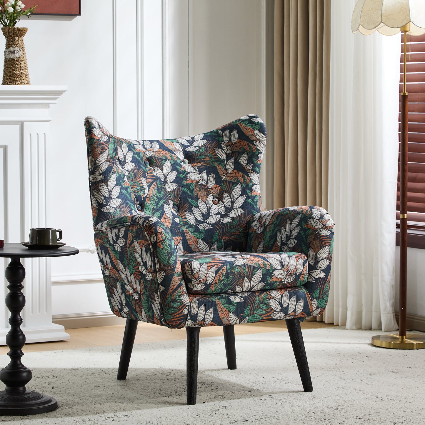 Button Tufted Style Wingback Arm Chair