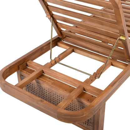 ‌PinDrift‌ Outdoor Lounge Chair - Acacia Wood & PE Rattan Design with White Cushion