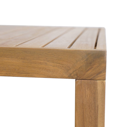 Tylarion Outdoor Acacia Wood Bar Table - Minimalistic Rectangular Slatted Design