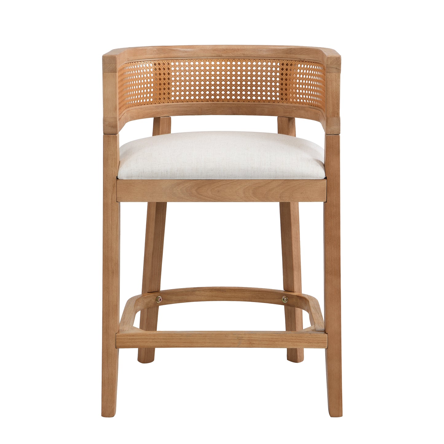Isidore Wood And Rattan Upholstered Arm Counter Stools,Set of 2