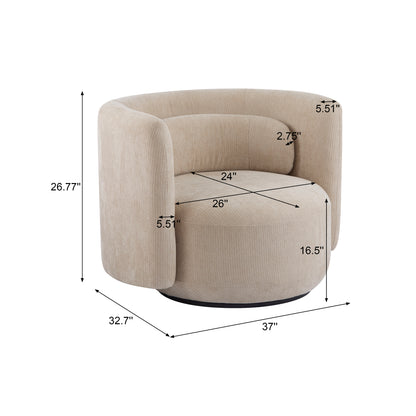 Rhys Swivel Accent Armchair, 360-Degree Rotating Lounge Chair with Sloping Armrests and Lumbar Pillow