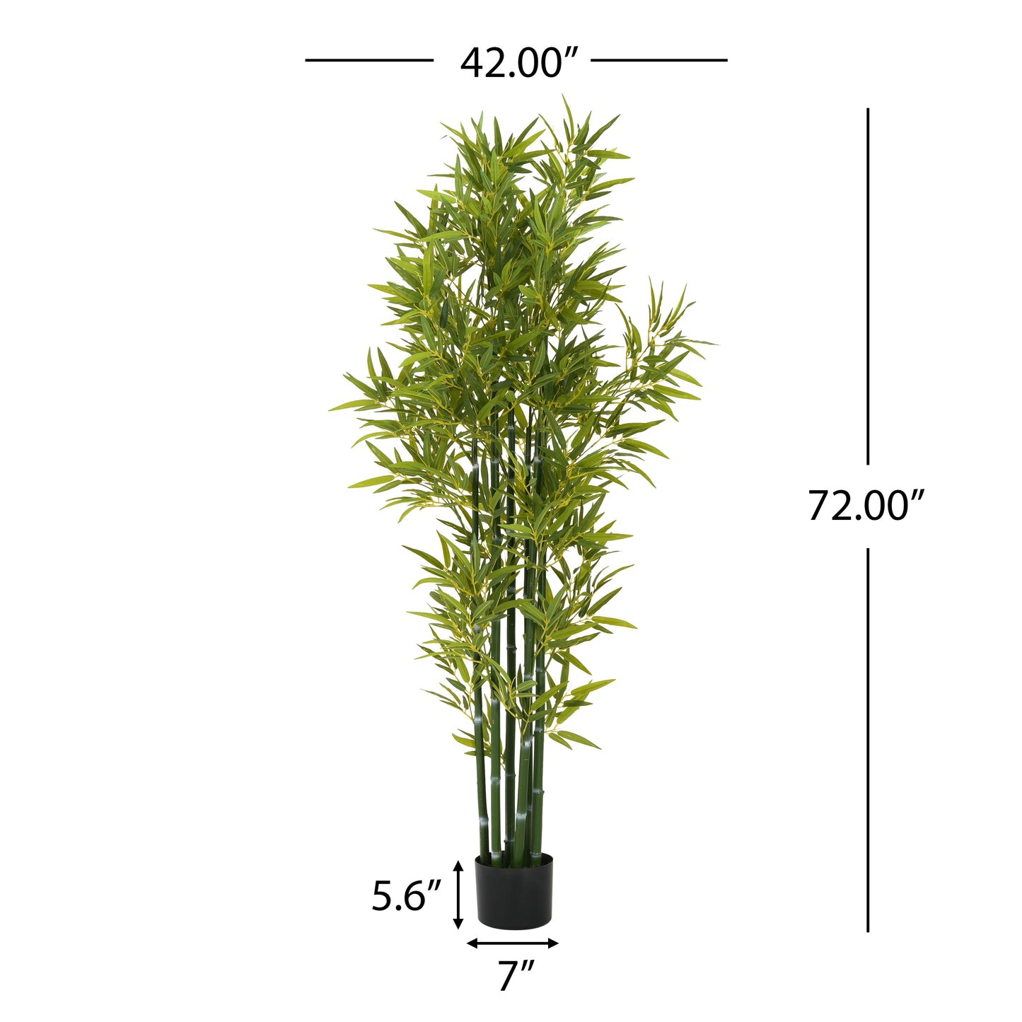 Kaelith 72" Artificial Bamboo with Black Plastic Pot - 2pcs