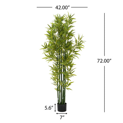 Kaelith 72" Artificial Bamboo with Black Plastic Pot - 2pcs