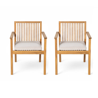 Somadorin Patio Dining Chair Set of 2 - Sturdy Acacia Wood, Comfortable Waterproof Seating