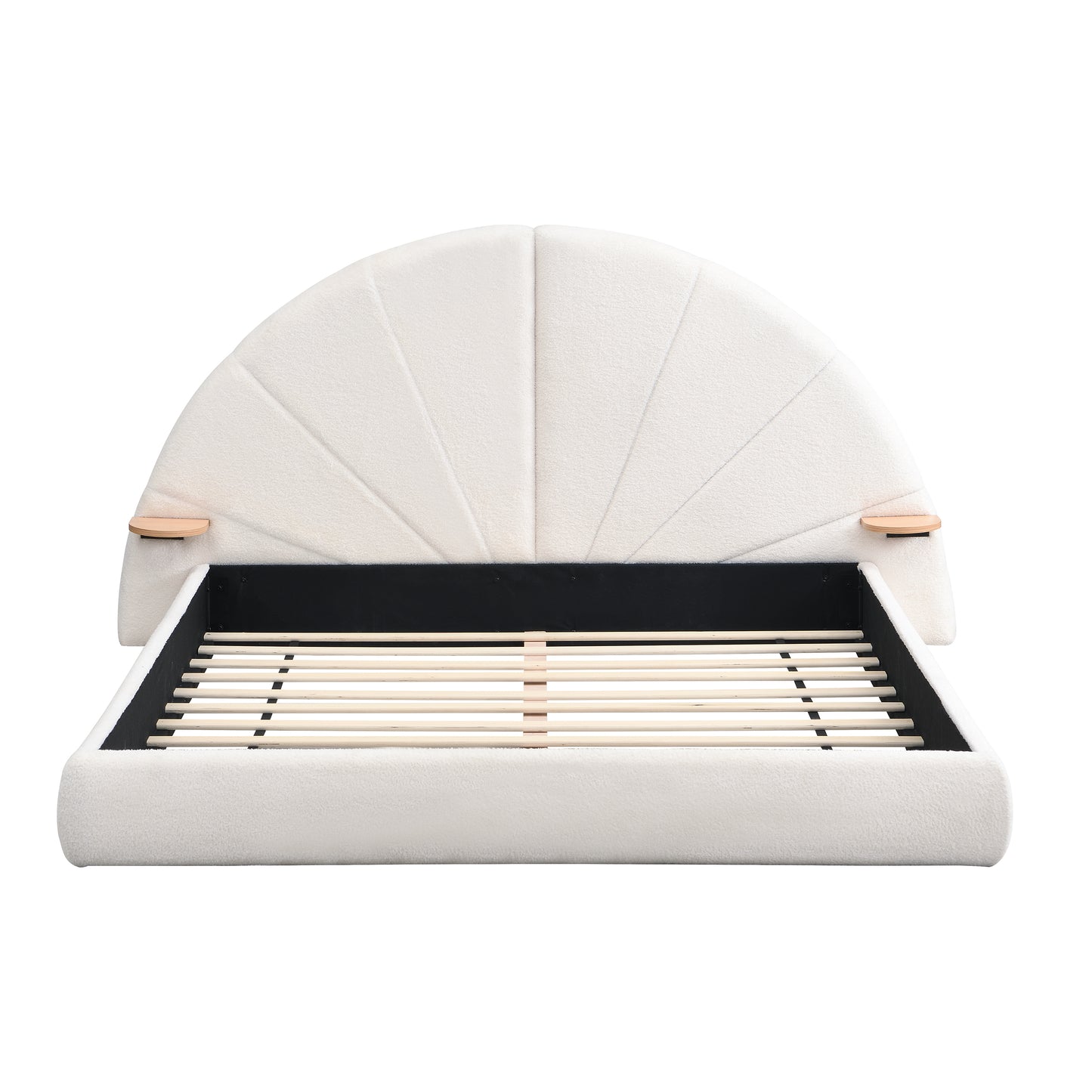Nylorith Modern Nordic Design Unique Arched Boucle Bed with Small Table,Queen