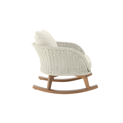 Elarvasir Contemporary Minimalist Beige Wicker Rocking Chair with Soft Polyester Cushions