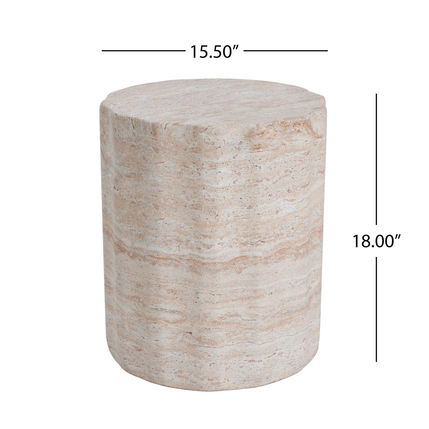 Ivywell Outdoor/Indoor Lightweight Concrete Side Table,Travertine Finish