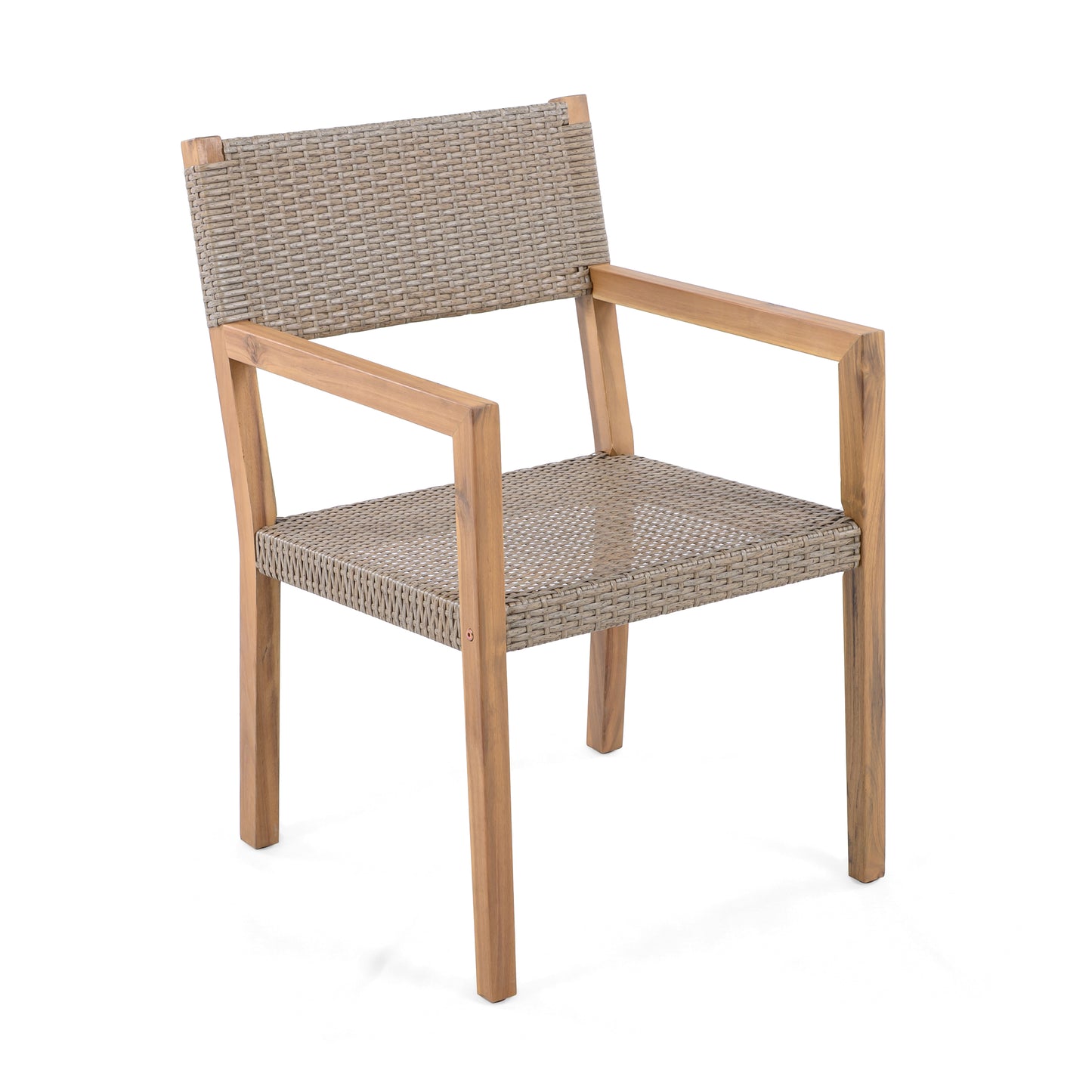 Velquinn Outdoor Dining Chairs Set of 2, Acacia Wood Frame and PE Wicker