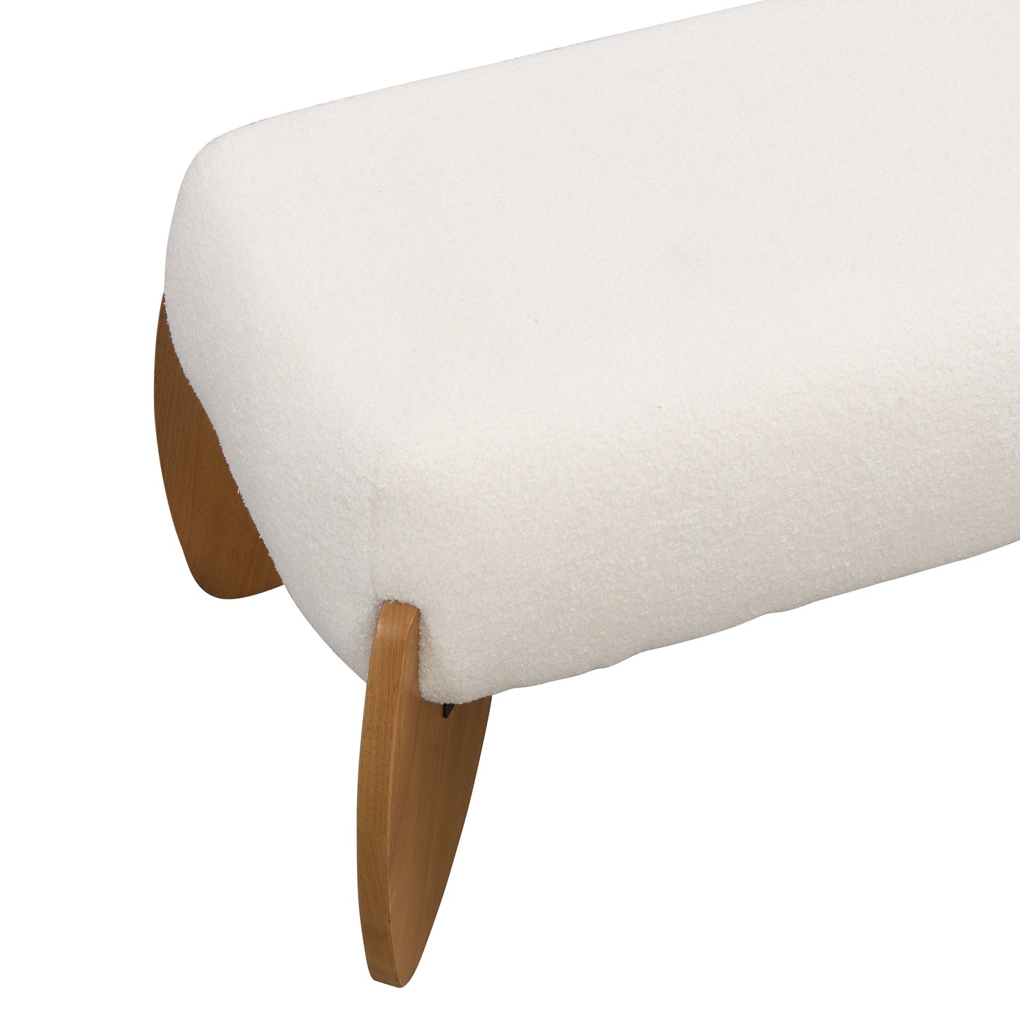 Aicedis Stylish Long White Bouclé Ottoman Perfect Blend of Form and Function