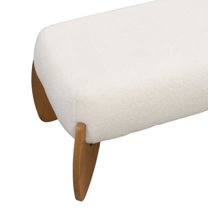 Aicedis Stylish Long White Bouclé Ottoman Perfect Blend of Form and Function