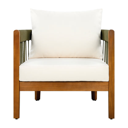 Tavithalae Acacia Wood Outdoor Club Chair with Water-Resistant  Cushions