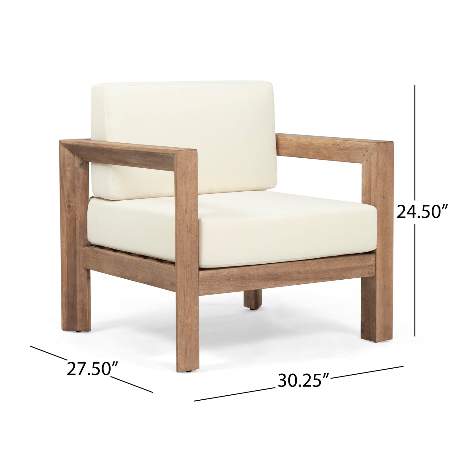 Lucia Outdoor Acacia Wood Club Chair