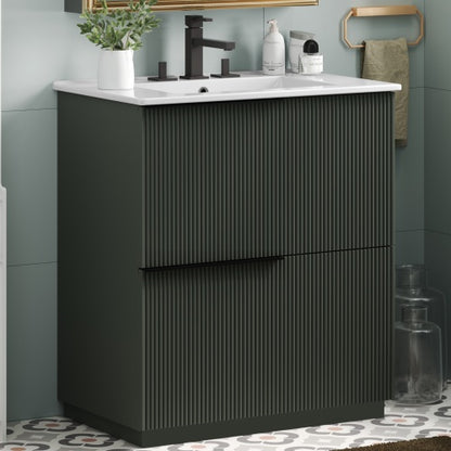 ‌Nexrail 30" Bathroom Vanity with Ceramic Sink and Full-Extension Drawers